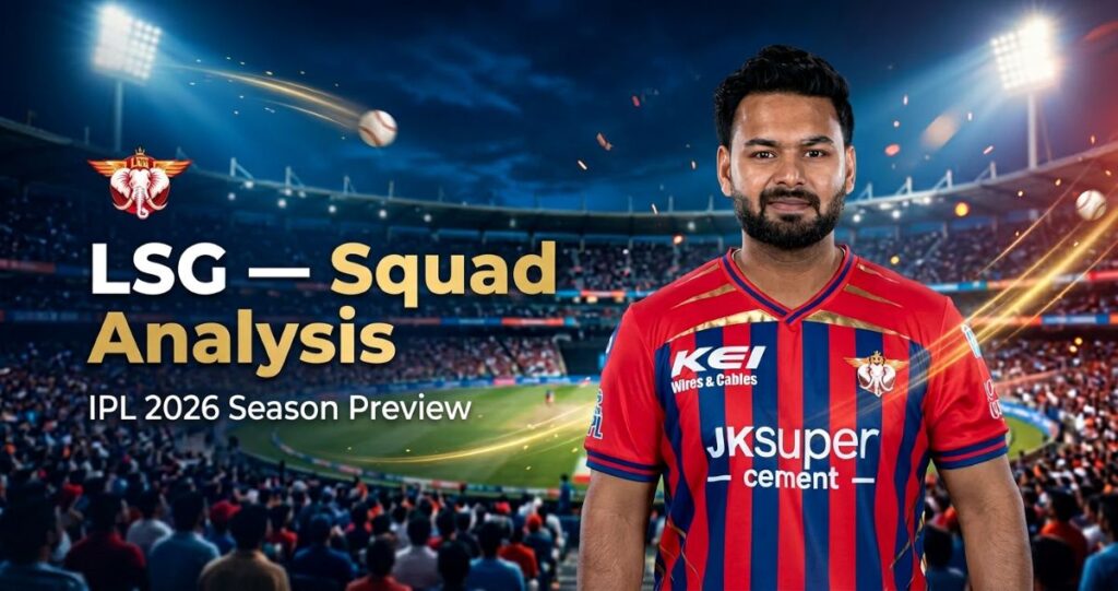 Real LSG player image enhanced with cinematic stadium lighting.