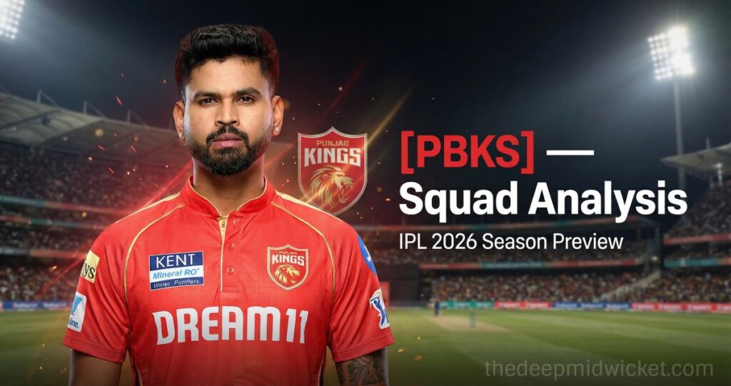 Real PBKS player image enhanced with cinematic stadium lighting.