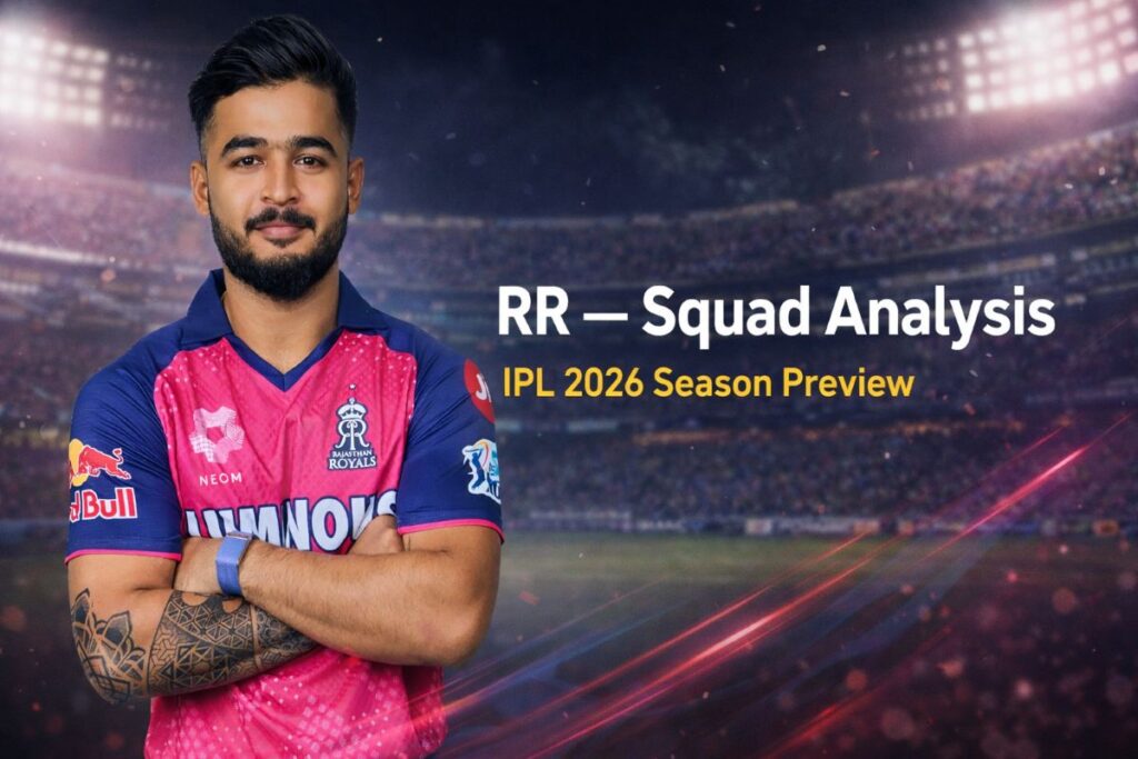 Real RR player image enhanced with cinematic stadium lighting.