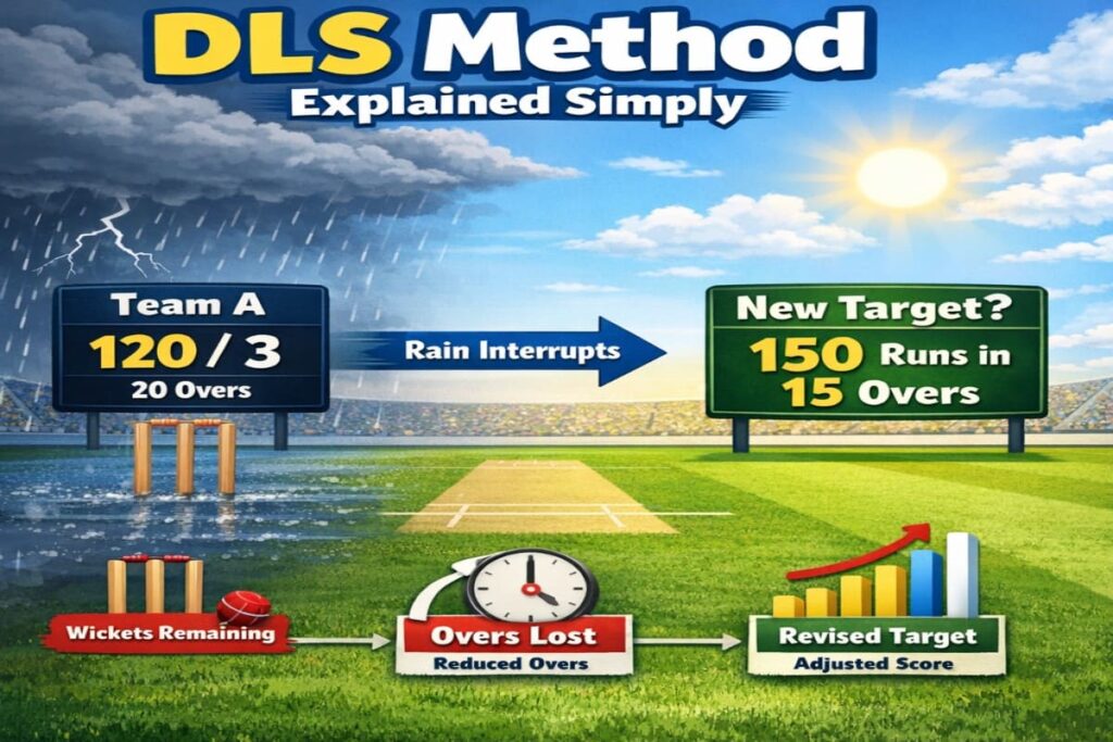 DLS method in cricket explained simply Duckworth Lewis Stern rain affected match