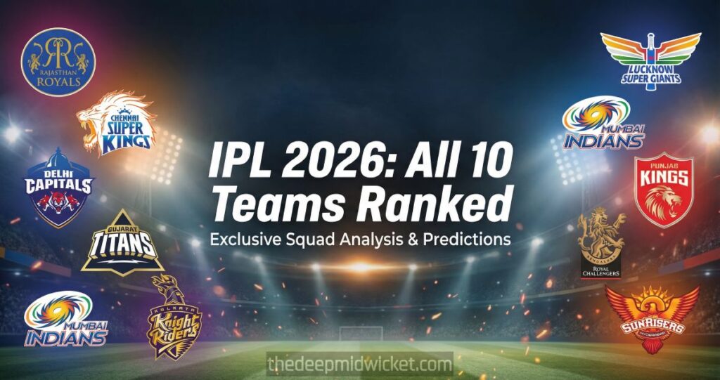 IPL 2026 banner made from team logos and official team visuals in a stadium collage.