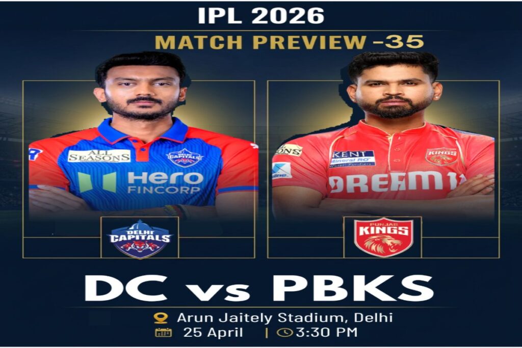 DC vs PBKS Match prediction showing Axar Patel and Shreyas Iyer face off